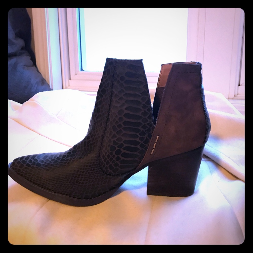 Snakeskin booties